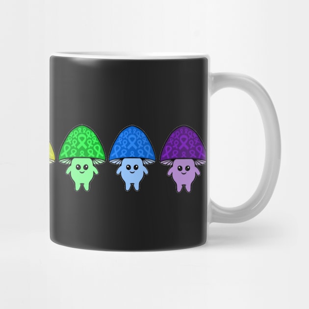 Rainbow Colours Awareness Ribbon Mushroom Men by CaitlynConnor